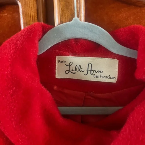 Lili Anne Red Wool mohair Swing Coat with Funnel Collar - Picture 2 of 15